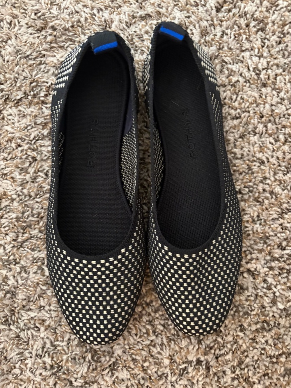 Rothy’s Black and Cream Knit Ballet Flats - Comfortable Everyday Shoes